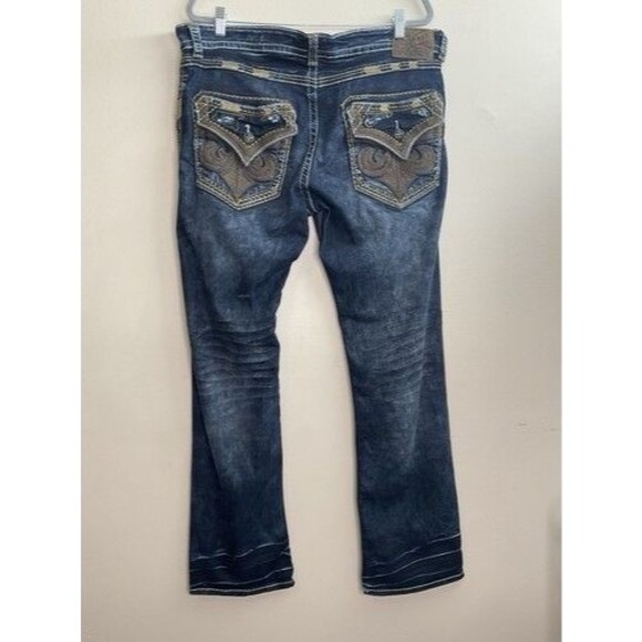 Affliction Black Premium Ace Distressed AcidDark Wash Straight Jeans Men Size 34 - Picture 10 of 13